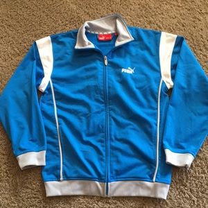 Boys Puma athletic blue zip jacket Sz Medium
